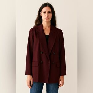 a new day Women's Double-Breasted Maroon Blazer